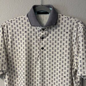 Greyson White and Black Patterned Wolf Performance Polo Shirt